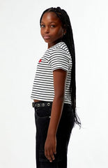 Pacsun Kids Striped Ribbed Embroidered Heart Skimmer T-Shirt