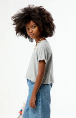 Pacsun Kids Heather Gray Ribbed Skimmer T-Shirt