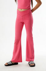 PAC 1980 Kids PAC WHISPER Active Hot Pink Crossover Flare Yoga Pants