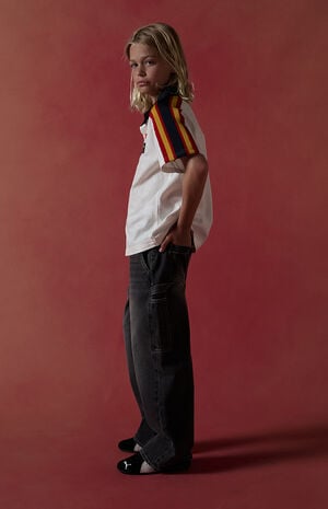 Pacsun Kids Extreme Baggy Jeans Contrast Stitch Carpenter Black
