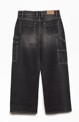 Pacsun Kids Extreme Baggy Jeans Contrast Stitch Carpenter Black