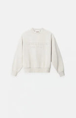 Fear of God ESSENTIALS Kids Heather Oatmeal Embossed Classic Crew Neck Sweatshirt