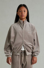 Fear of God ESSENTIALS Kids Smoke Grey Classic Fit Velour Track Jacket