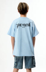 Pacsun Kids Extreme Baggy Denim Shorts Cargo Medium Blue Tint