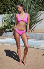 Pacsun Pink Olive Knotted Tank Bikini Top