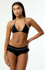Third Charm Black Summer Chain Triangle Bikini Top