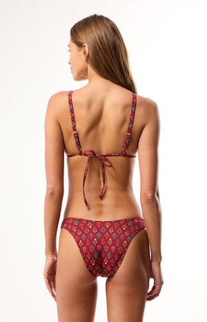 Pacsun Red Floral Print Rae Triangle Bikini Top