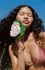 Pacsun Red Summer Textured Floral Triangle Bikini Top