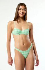 Pacsun Green & White Plaid Madison Underwire Bralette Bikini Top
