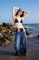 Pacsun Black Summer Scrunch Triangle Bikini Top