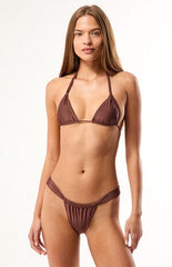 Pacsun Brown Kelsey Shine Triangle Bikini Top