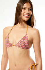 Pacsun Plaid Alani Ring Triangle Bikini Top