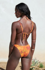 Pacsun Orange Floral Rae High Cut Bikini Bottom