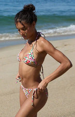 Pacsun Green & Pink Floral Summer Side Tie Bikini Bottom