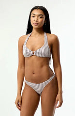 Third Charm Black & Pink Plaid Jade High Cut Bikini Bottom