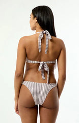 Third Charm Black & Pink Plaid Jade High Cut Bikini Bottom