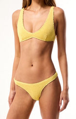 Pacsun Yellow Rae Scrunch High Cut Cheeky Bikini Bottom