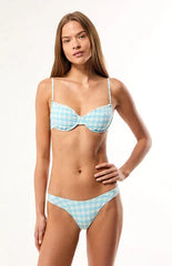 Pacsun Blue Plaid Rae High Cut Bikini Bottom