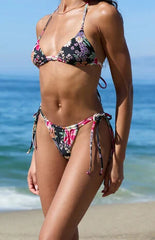 Pacsun Floral Tessa Double Tunnel Curtain Side Tie Cheeky Bikini Bottom