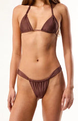 Pacsun Brown Jamie Shine Curtain Cheeky Bikini Bottom