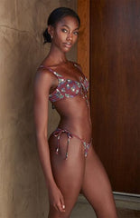 Pacsun Plum Floral Blackberry Nahveen Side Tie Bikini Bottom
