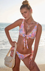Pacsun Floral Yara Ruffle Side Tie Cheeky Bikini Bottom