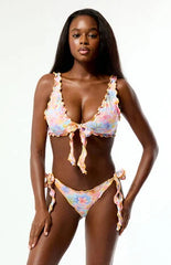 Pacsun Floral Yara Ruffle Side Tie Cheeky Bikini Bottom