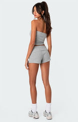 Edikted Lizzy Foldover Waffle Shorts