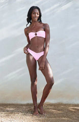 Kulani Kinis Pink Ribbed V Cheeky Bikini Bottom
