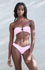 Kulani Kinis Pink Ribbed V Cheeky Bikini Bottom