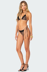 Edikted Lacey Leopard String Bikini Bottom
