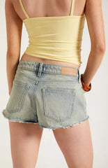 Pacsun Jamie Low Rise Jean Micro Shorts Raw Cut Tinted Light Blue