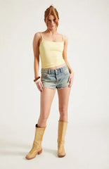 Pacsun Jamie Low Rise Jean Micro Shorts Raw Cut Tinted Light Blue