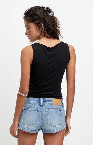 Pacsun Tatum Ultimate Low Rise Jean Micro Shorts Stretch Medium Blue