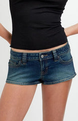 Pacsun Tatum Ultimate Low Rise Jean Micro Shorts Stretch Dark Blue