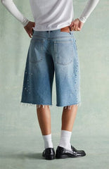 RARE DNM EDIT Peyton Extreme Jorts Star Studded Light Blue