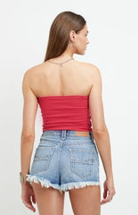 Pacsun Ivy High Waisted Festival Jean Shorts Frayed Studded Medium Blue