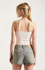 Pacsun Ivy High Waisted Festival Jean Shorts Tinted Light Blue