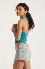 Pacsun Jamie Low Rise Jean Micro Shorts Studded Star Light Blue