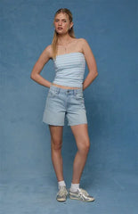 Pacsun Sophie Jean Mom Shorts Raw Cut Light Blue