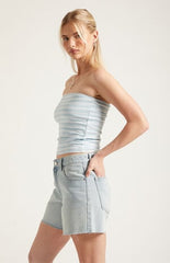 Pacsun Sophie Jean Mom Shorts Raw Cut Light Blue