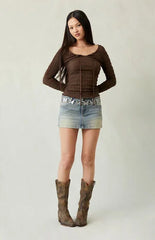 Pacsun Piper Medium Indigo Low Rise Micro Denim Mini Skirt