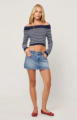 ABRAND 99 Paloma Low Rise Denim Mini Skirt