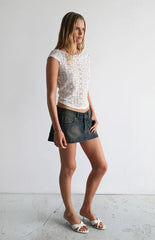 ABRAND Kandi 00 Super Low Denim Mini Skirt