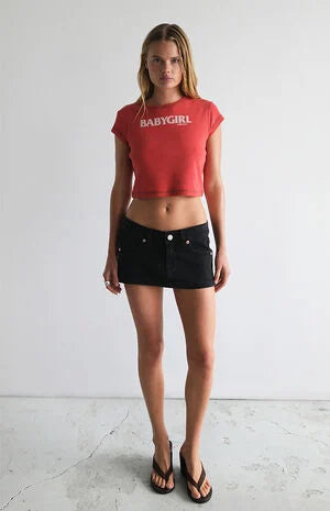 ABRAND Brie 00 Super Low Rise Denim Mini Skirt