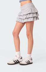 Edikted Martina Ruffle Terry Mini Skirt