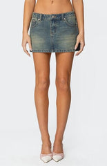 Edikted Tristan Washed Denim Mini Skirt