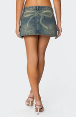 Edikted Tristan Washed Denim Mini Skirt