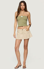 Edikted Klay Linen Look Pleated Mini Skort