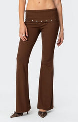Edikted Aries Studded Fold Over Leggings